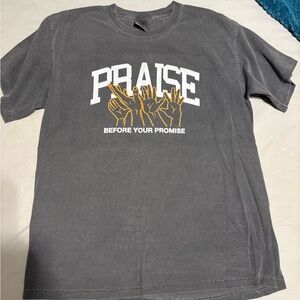 Gray Graphic T-Shirt with Praise Design